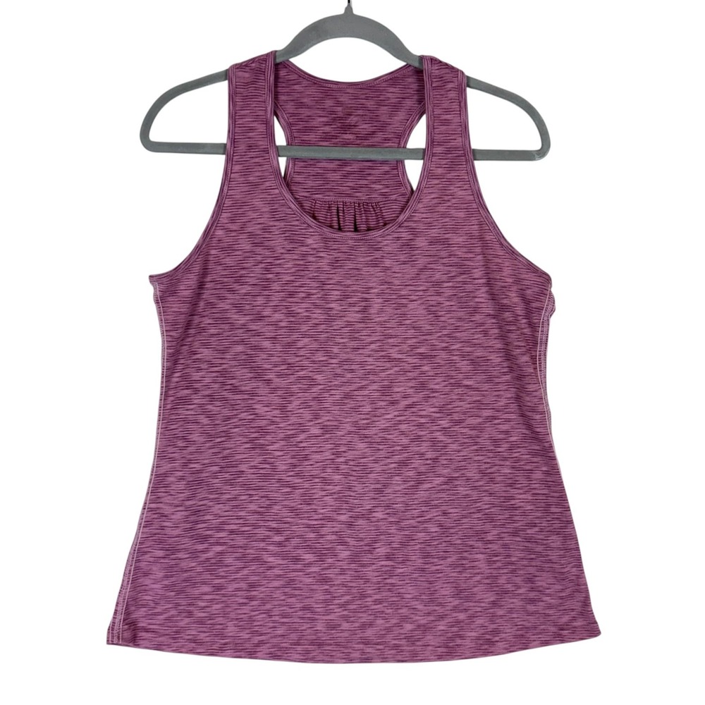 Kuhl Tank Top Womens Medium Purple Stripe Scoop Neck Racerback Stretch Athletic